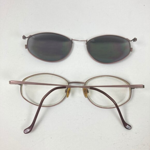 ATT 3003 Women's Eyeglass Frames with clip on sunglasses Size 50-18-140 Round - Picture 2 of 6